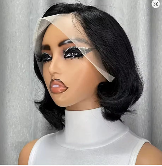 Perruques de cheveux humains Bob courts 13x4 perruques avant en dentelle transparente pour femmes perruques coupe Pixie droite 8 pouces