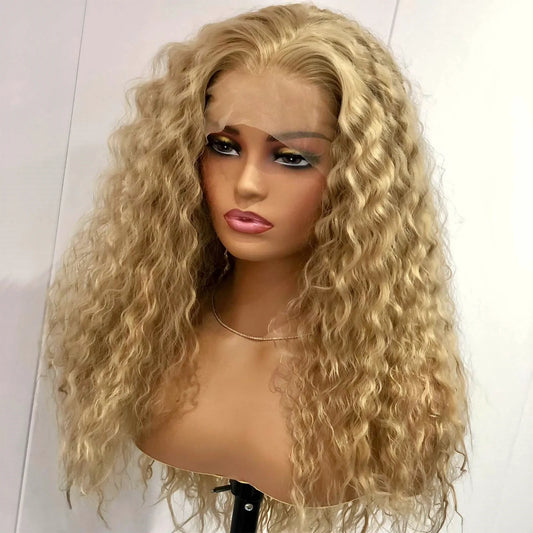 Perruque Blonde cendrée longue perruque bouclée Blonde perruque avant en dentelle synthétique perruques sans colle prêtes à porter perruques de dentelle bouclée vague d'eau pour les femmes